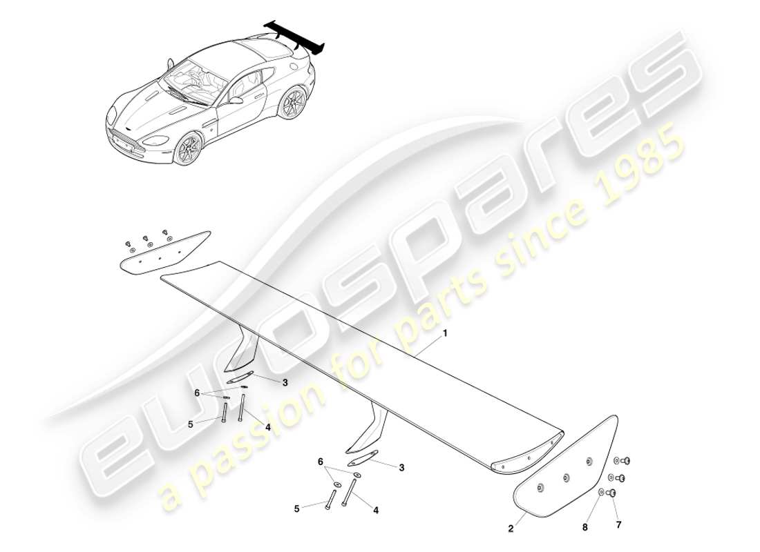 aston martin v8 vantage (2007) spoiler arrière schéma des pièces