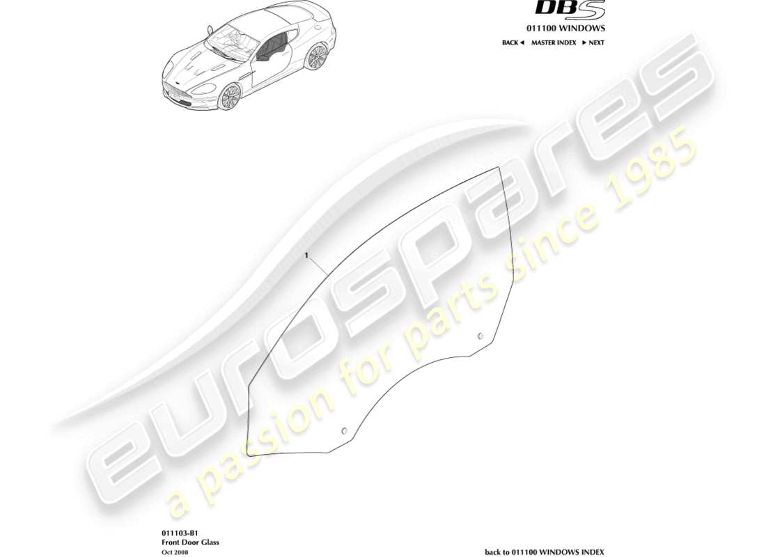 un schéma de pièces du catalogue de pièces aston martin dbs (2010)