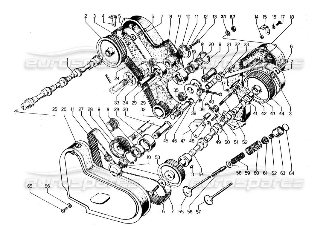 lamborghini urraco p250 / p250s diagramme des pièces de distribution
