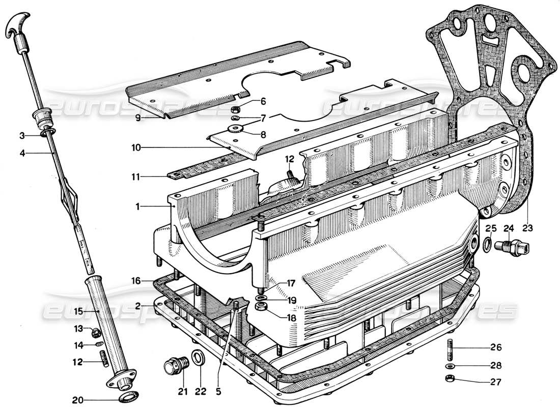 ferrari 365 gt 2+2 (mechanical) schéma des pièces du carter d'huile