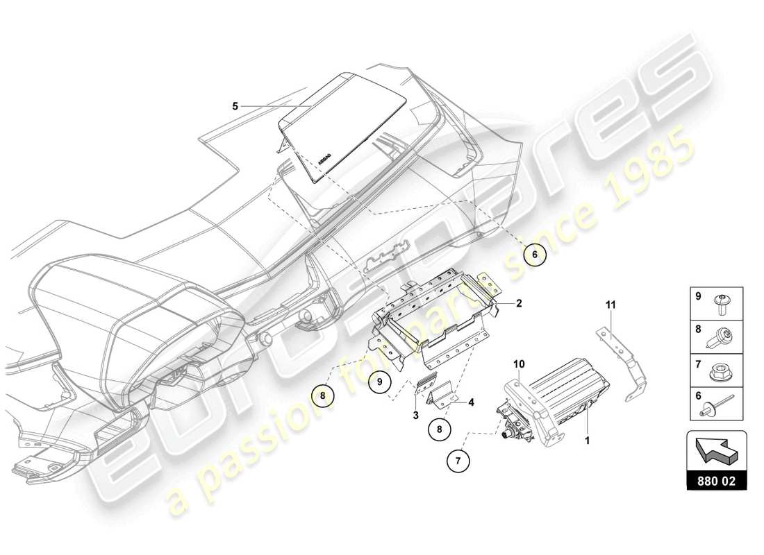 lamborghini 2022 (ultimae) unité airbag schéma des pièces