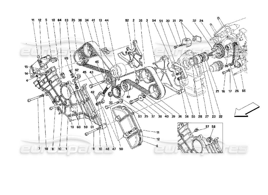 FERRARI MONDIAL 3.4 T COUPE/CABRIO SYNCHRONISATION - DIAGRAMME DES PIÈCES DE COMMANDES ferrari mondial 3.4 t coupe/cabrio synchronisation - diagramme des pièces de commandes