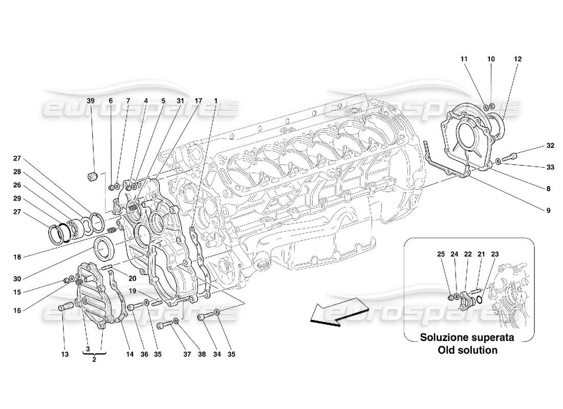 FERRARI 456 GT/GTA CARTER - COUVERCLES DIAGRAMME DES PIÈCES ferrari 456 gt/gta carter - couvercles diagramme des pièces