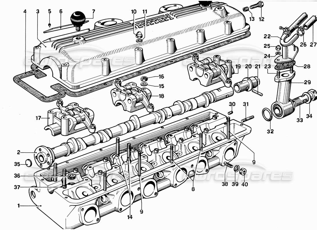 ferrari 365 gt 2+2 (mechanical) schéma des pièces de la culasse (gauche)