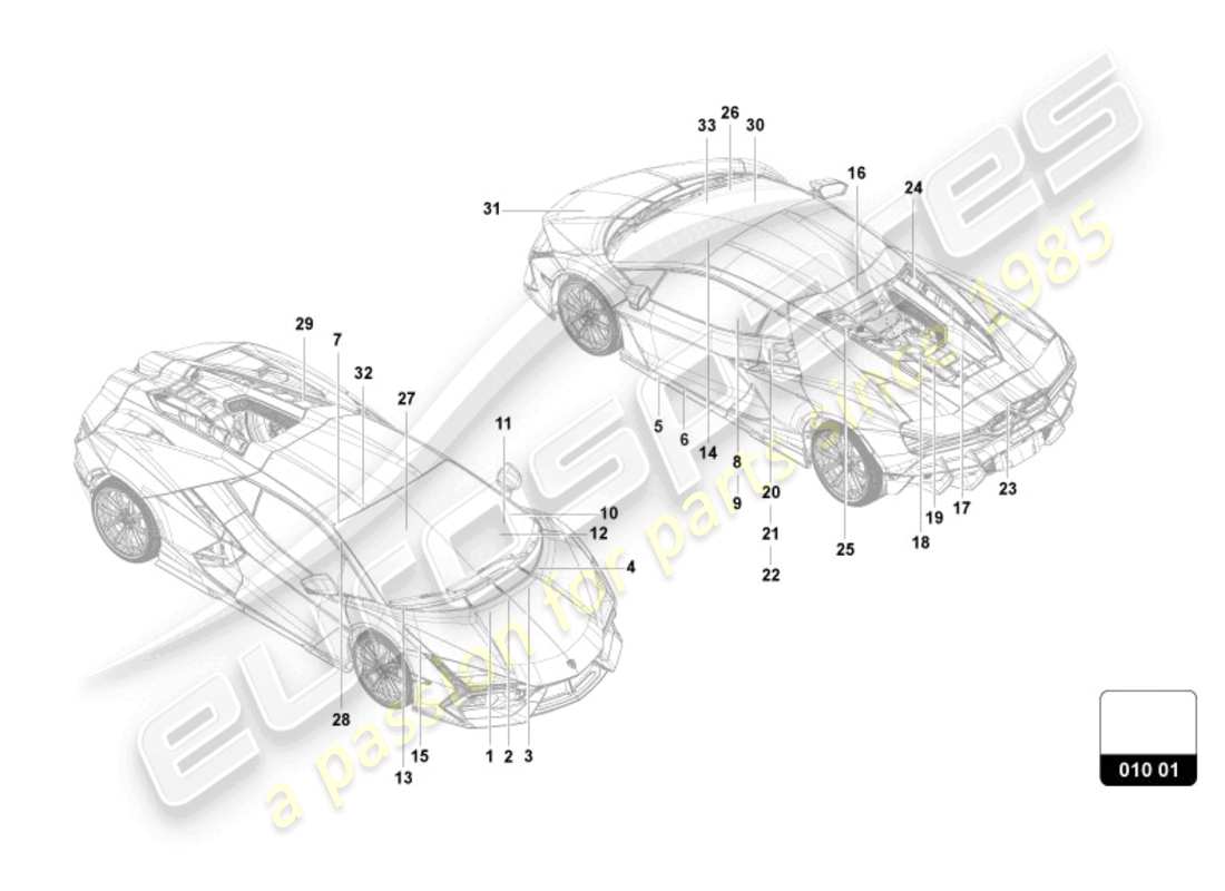 lamborghini revuelto coupe (2024) signes/avis schéma des pièces