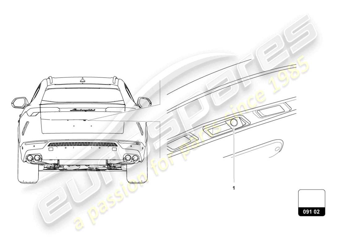 lamborghini urus s (accessories) kit de rénovation pour caméra de recul schéma des pièces