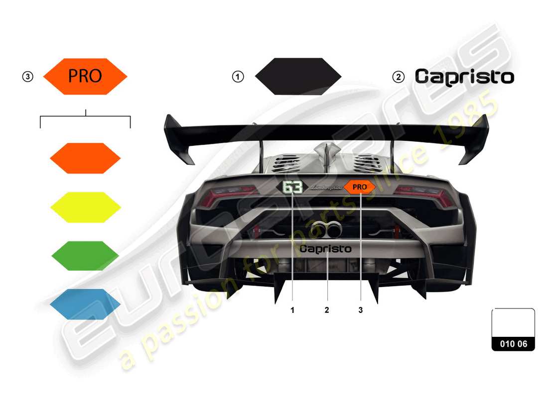 lamborghini super trofeo evo (2018) autocollants schéma des pièces