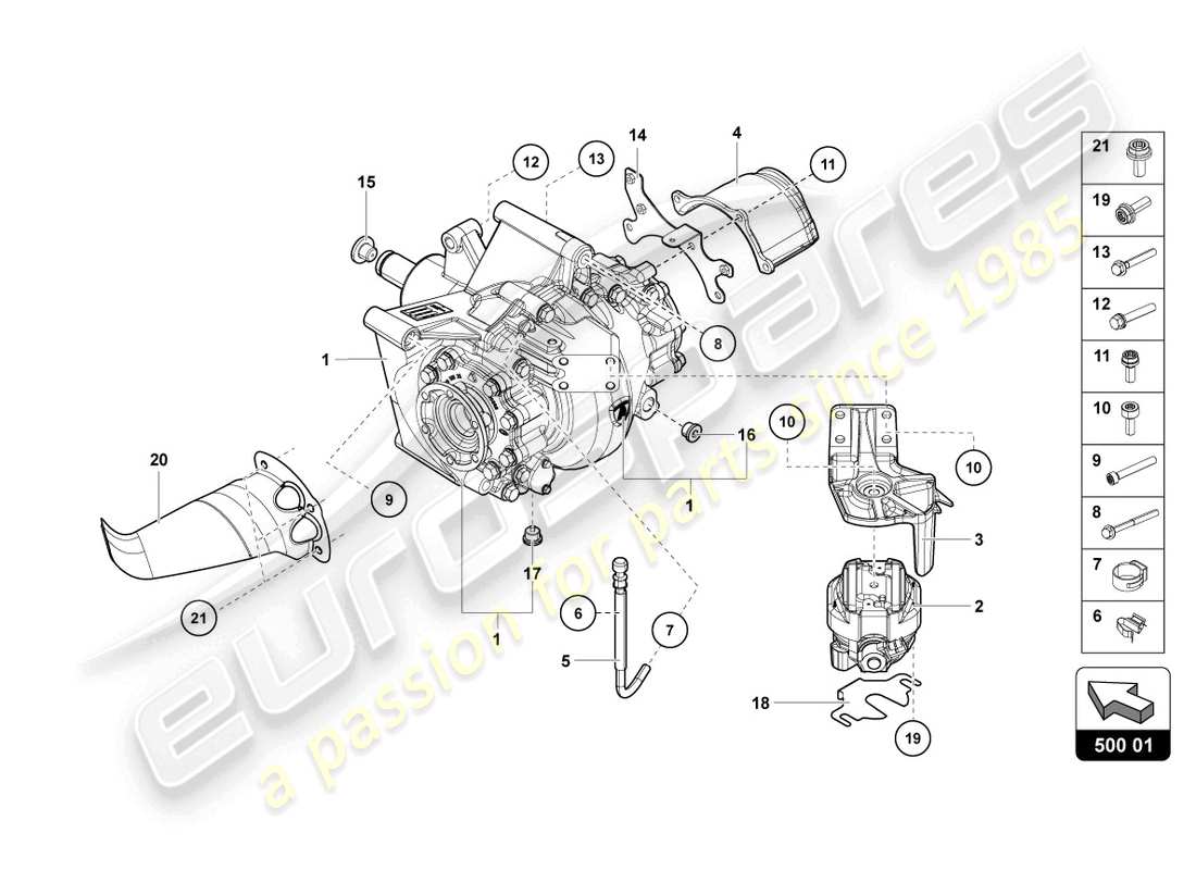 lamborghini ultimae roadster (2022) différentiel arrière schéma des pièces