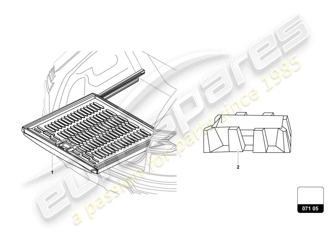 lamborghini urus s (accessories) extension pour plancher de coffre schéma des pièces