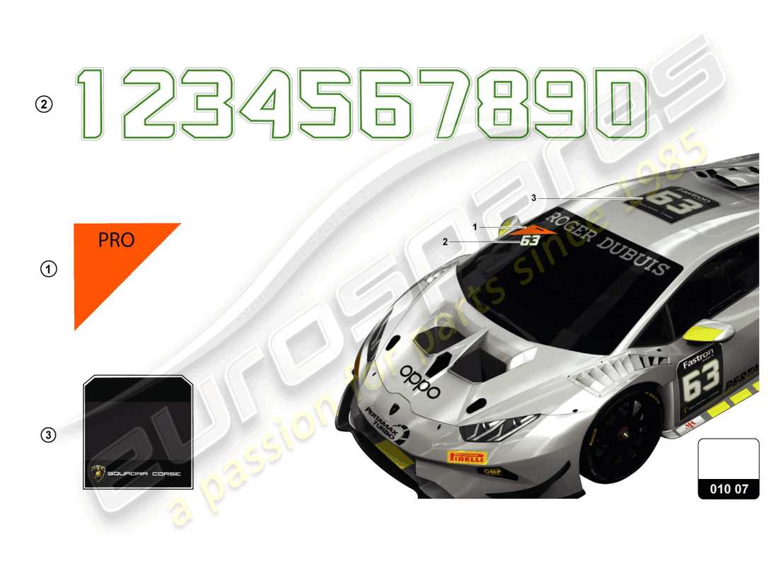 lamborghini super trofeo evo (2018) autocollants schéma des pièces