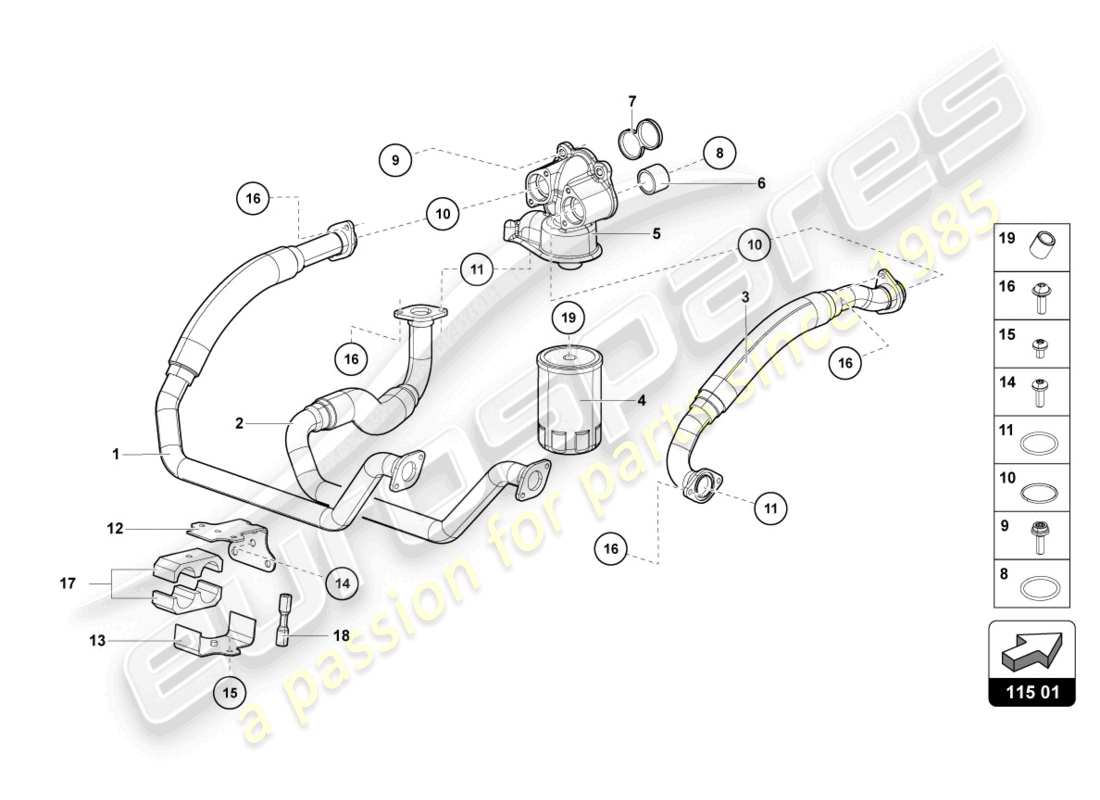 lamborghini ultimae (2022) filtre à huile schéma des pièces