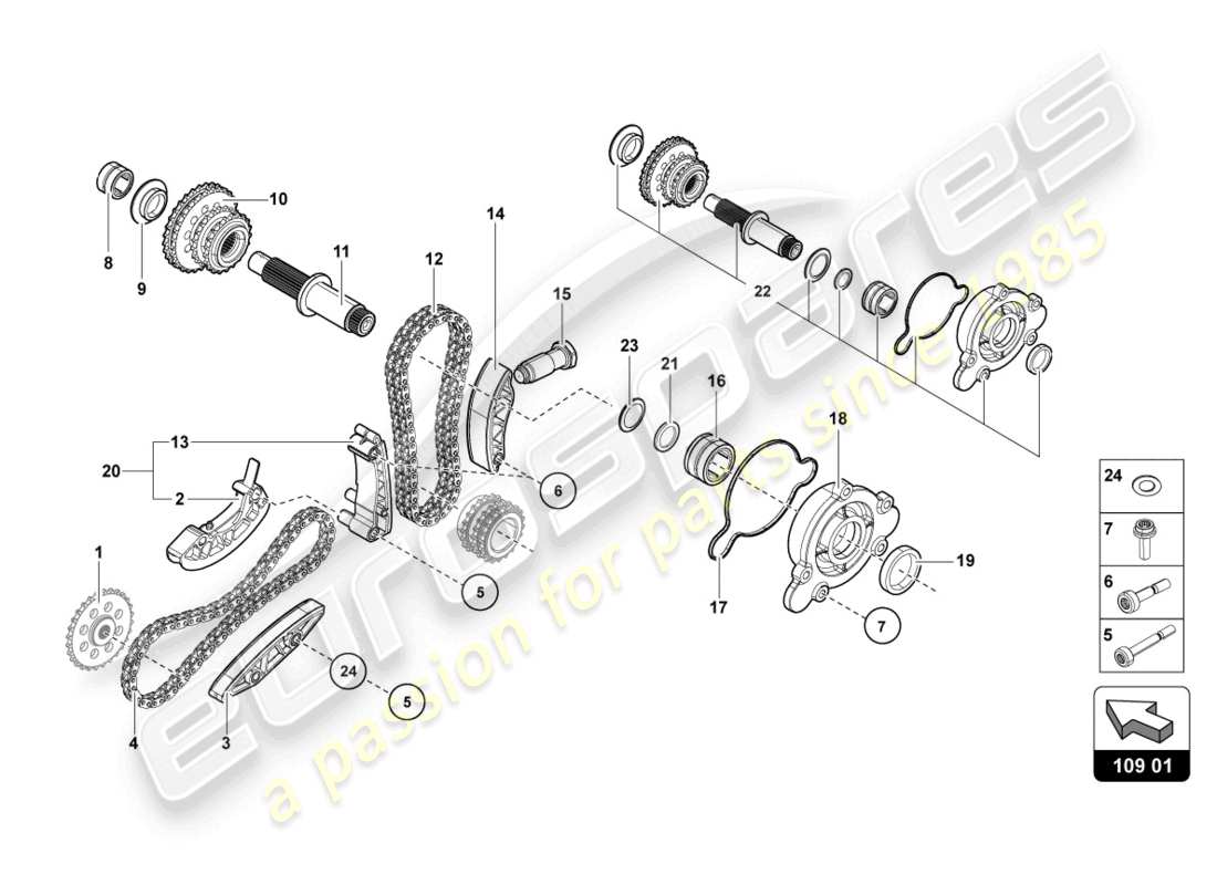 lamborghini 2022 (ultimae roadster) chaîne de distribution schéma des pièces