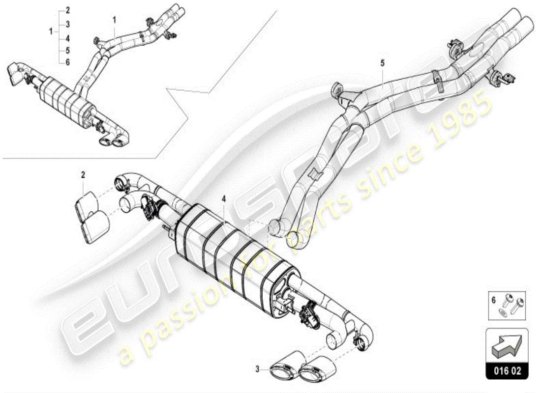 lamborghini urus s (accessories) système d'échappement sport schéma des pièces