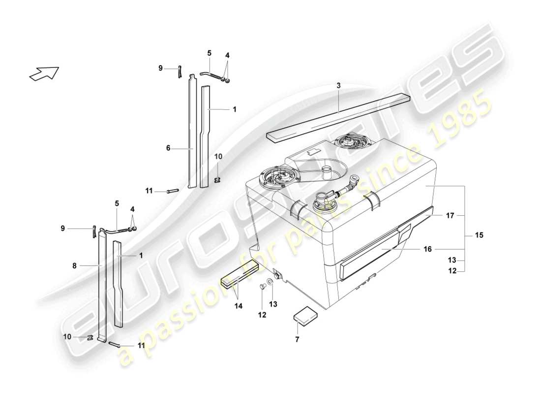 lamborghini reventon roadster réservoir de carburant avec accessoires schéma des pièces