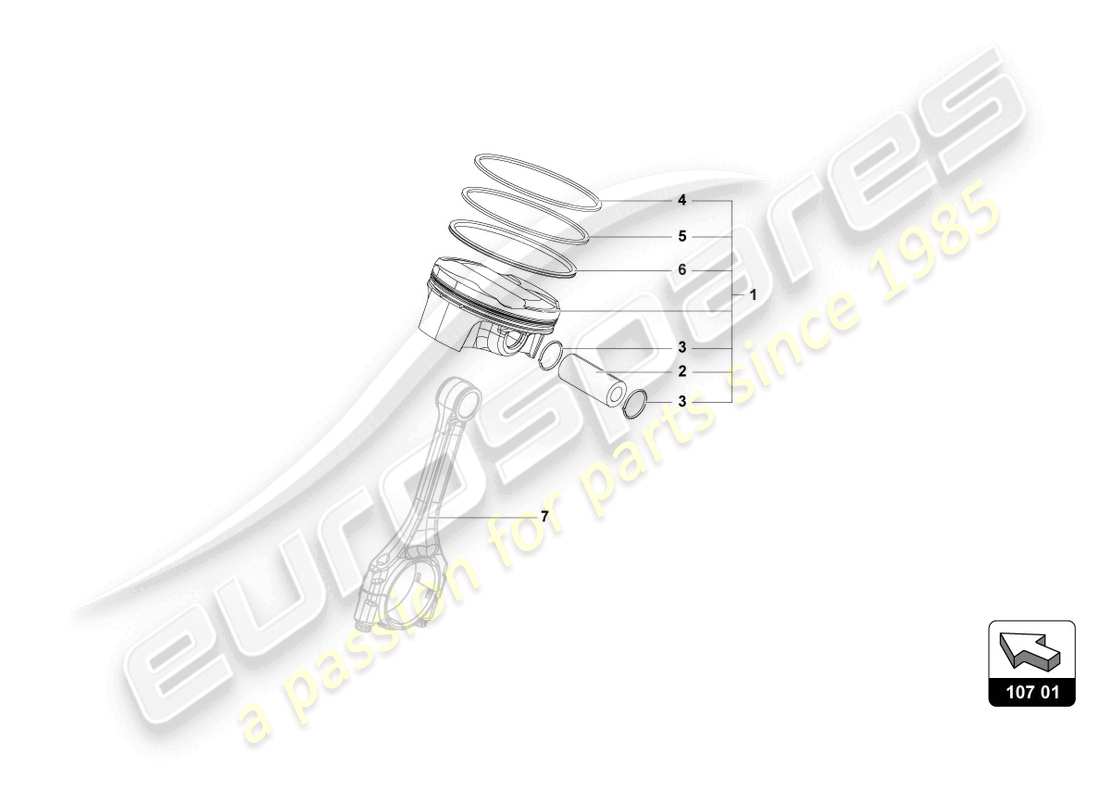 lamborghini countach lpi 800-4 (2022) schéma des pièces du piston