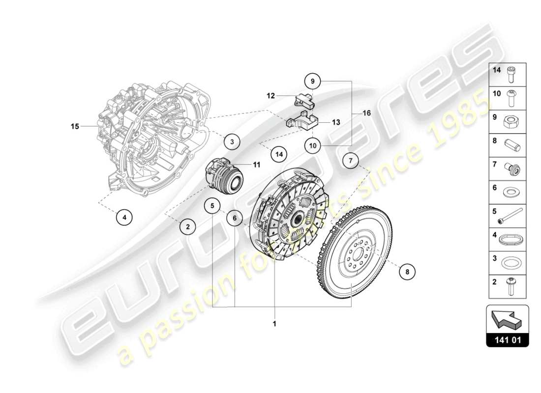 lamborghini ultimae (2022) volant moteur avec embrayage schéma des pièces