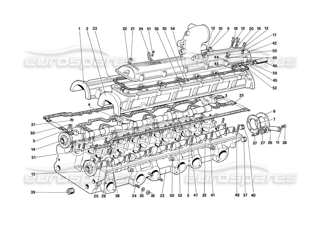 ferrari 412 (mechanical) schéma des pièces de la culasse (gauche)