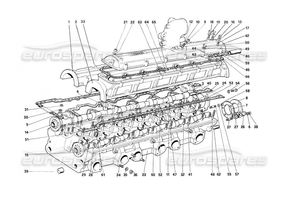 ferrari 400i (1983 mechanical) schéma des pièces de la culasse (gauche)