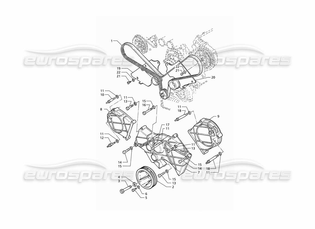 maserati qtp v6 (1996) diagramme des pièces du contrôle de synchronisation et des couvercles