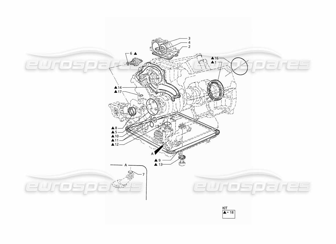maserati qtp v6 (1996) joints et joints d'huile pour la révision du bloc - schéma des pièces