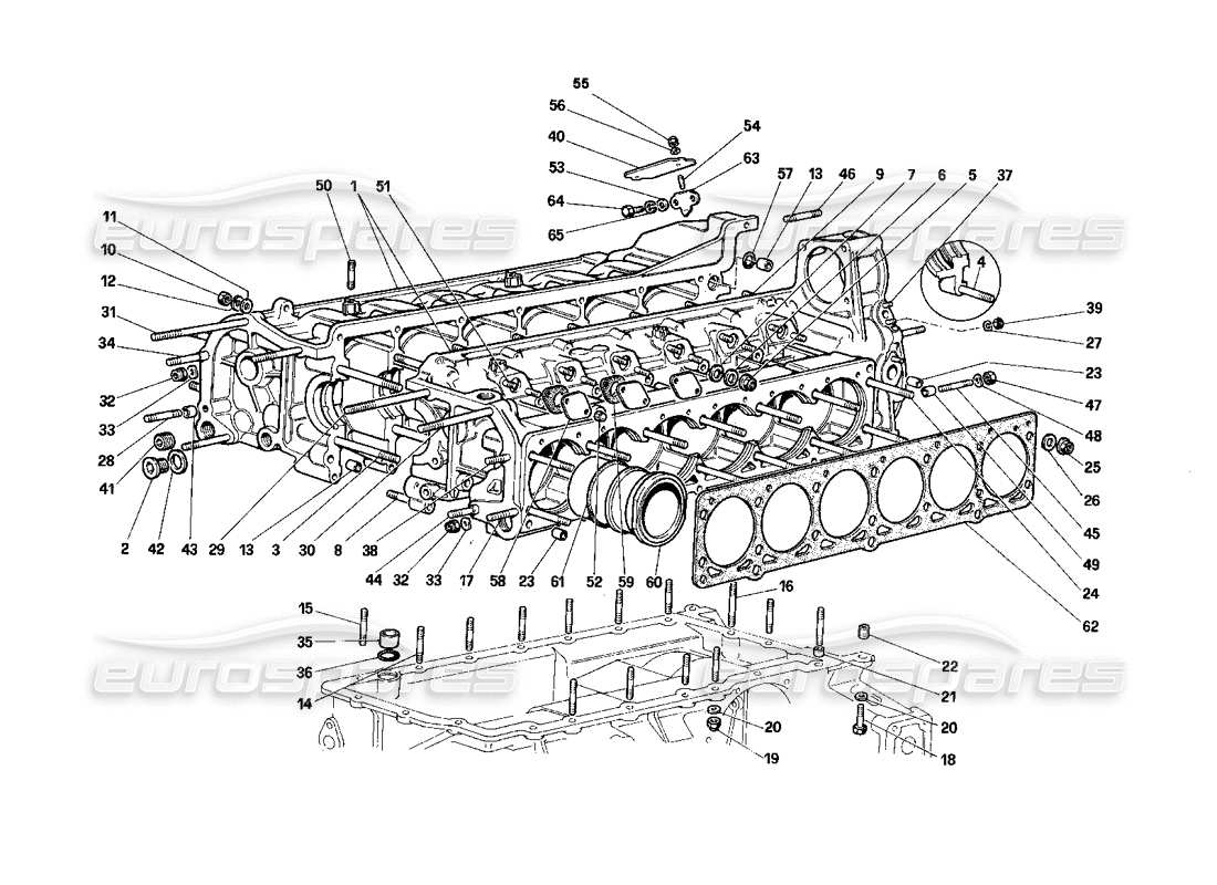 ferrari testarossa (1987) carter moteur schéma des pièces