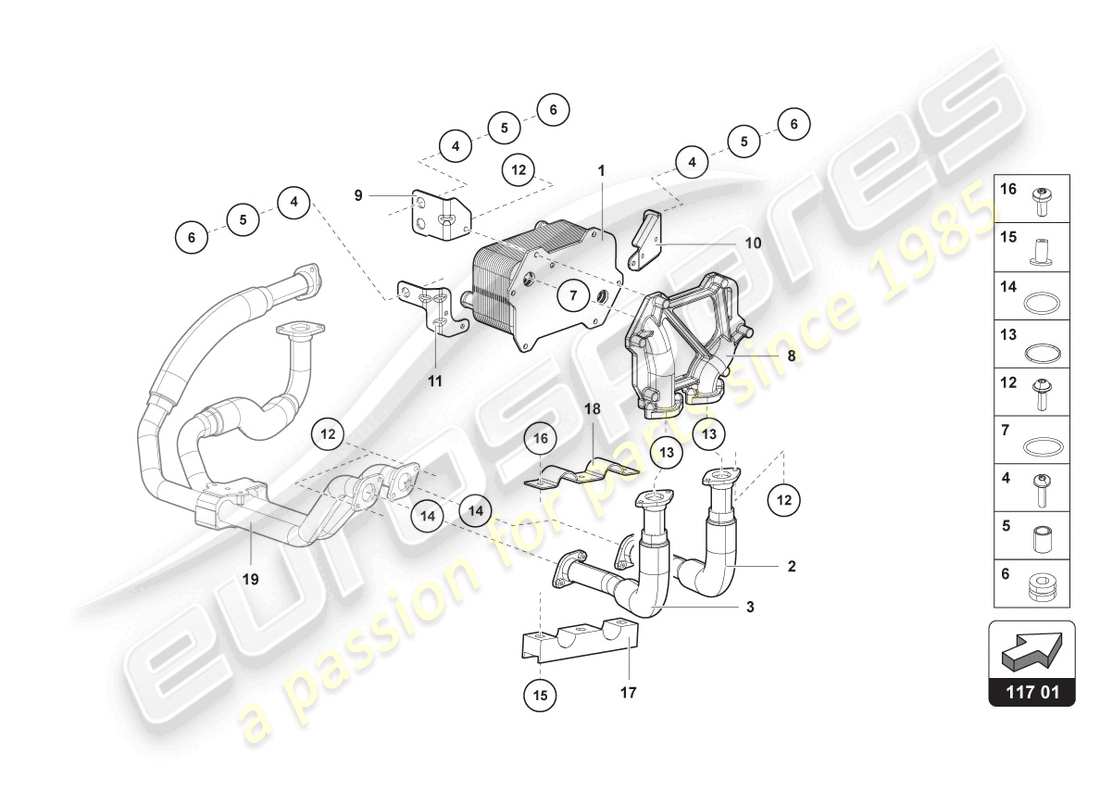 lamborghini countach lpi 800-4 (2022) refroidisseur d'huile schéma des pièces