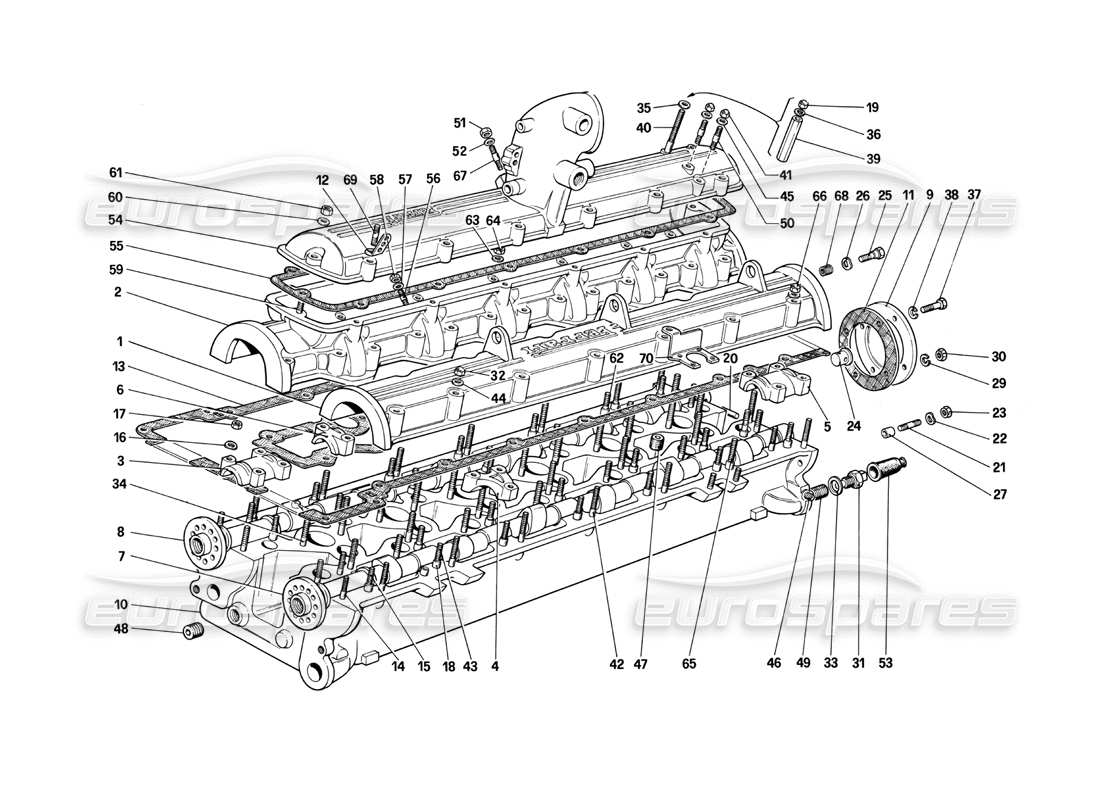 ferrari 412 (mechanical) schéma des pièces de la culasse (droite)