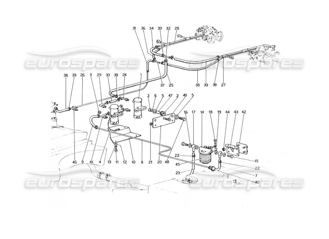 ferrari 400 gt (mechanical) schéma des pièces des pompes à carburant et des tuyaux
