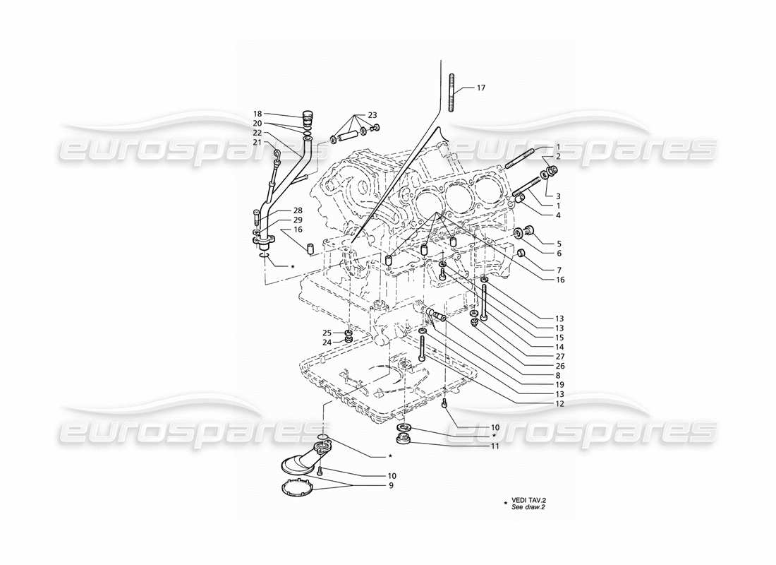 maserati qtp v6 (1996) schéma des pièces des fixations et des accessoires de bloc