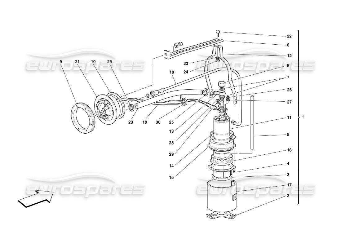 FERRARI 456 GT/GTA SCHÉMA DES PIÈCES DE LA POMPE À CARBURANT ferrari 456 gt/gta schéma des pièces de la pompe à carburant