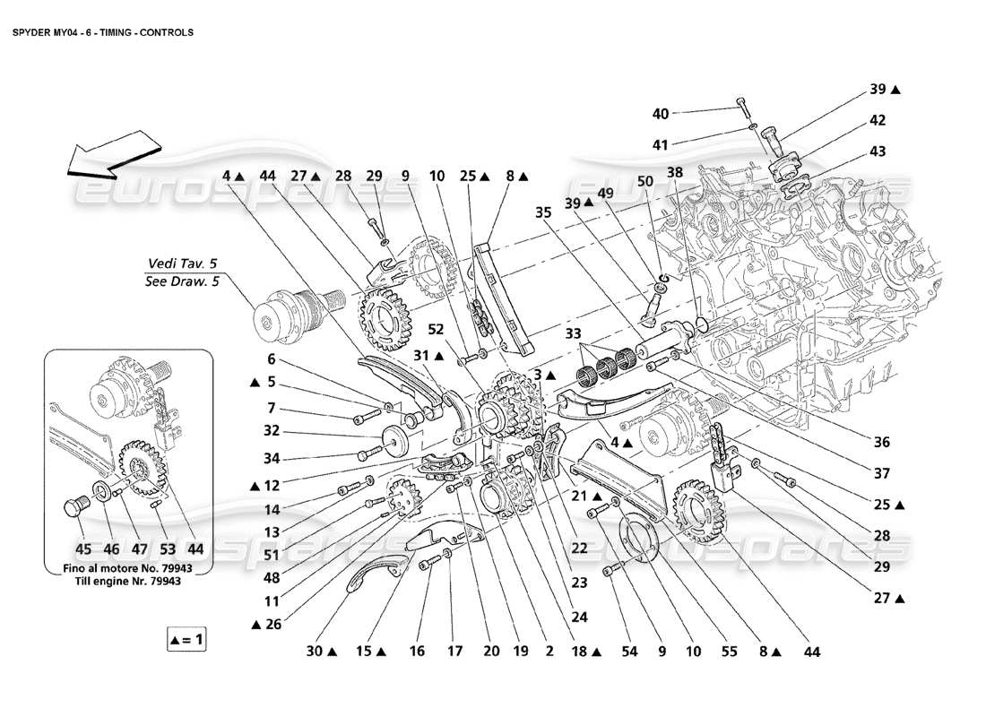 maserati 4200 spyder (2004) diagramme des pièces des commandes de synchronisation