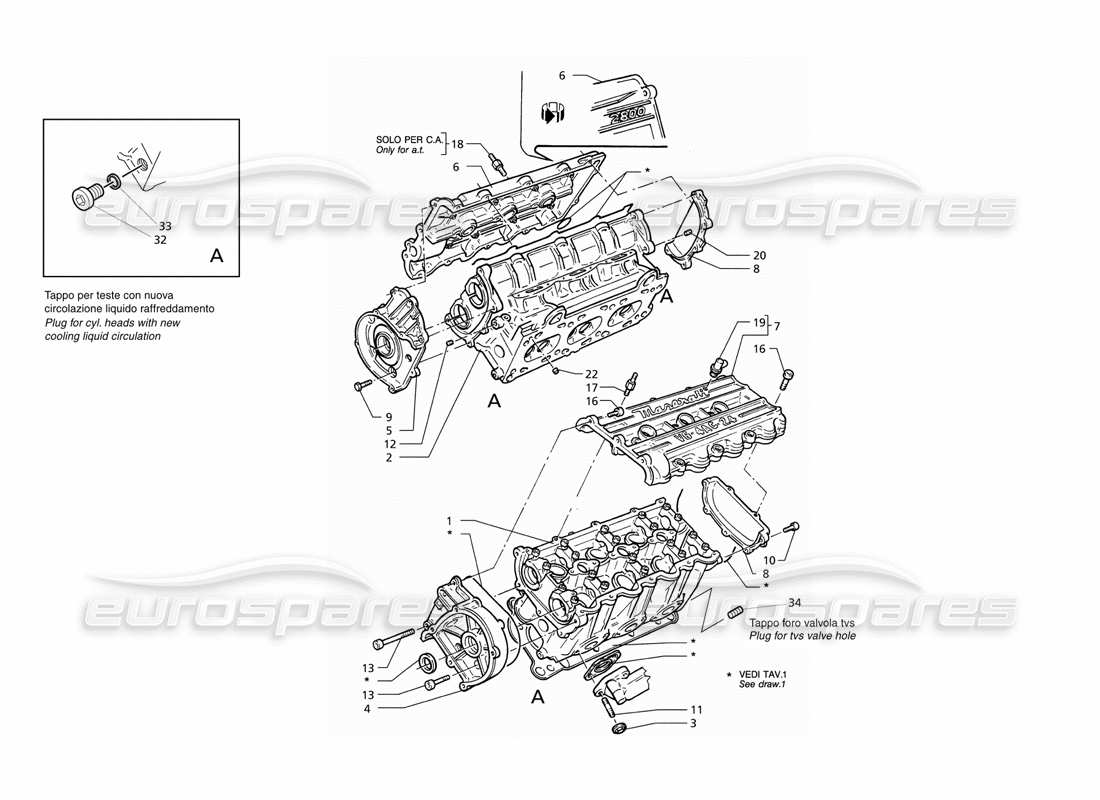 maserati qtp v6 (1996) schéma des pièces des culasses