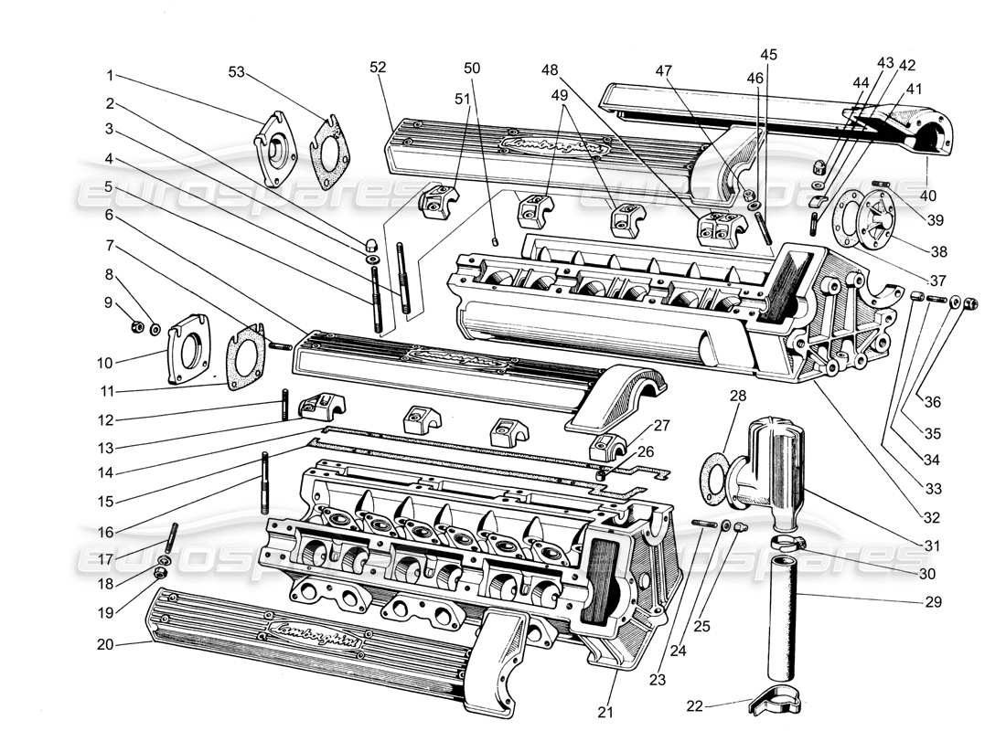LAMBORGHINI ESPADA CULASSES (À 575) SCHÉMA DES PIÈCES lamborghini espada culasses (à 575) schéma des pièces