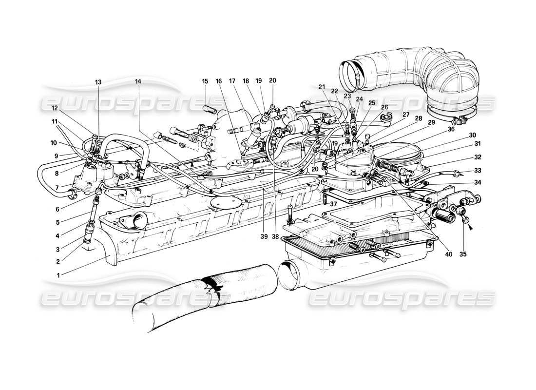 ferrari 400i (1983 mechanical) système d'injection de carburant - distributeurs de carburant, conduites - schéma des pièces