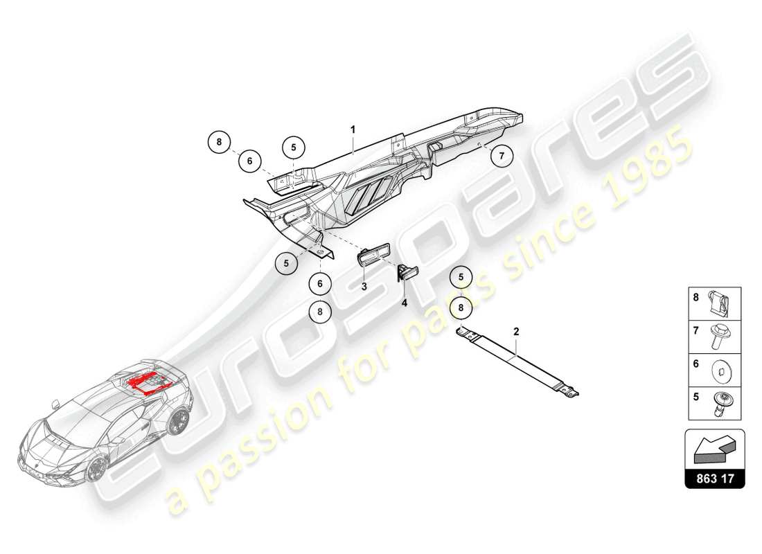 lamborghini tecnica (2023) couvercle moteur schéma des pièces