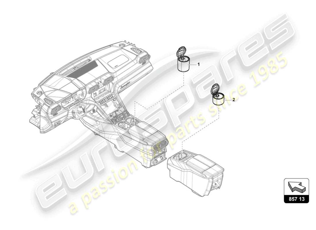 lamborghini urus performante (2024) cendrier schéma des pièces