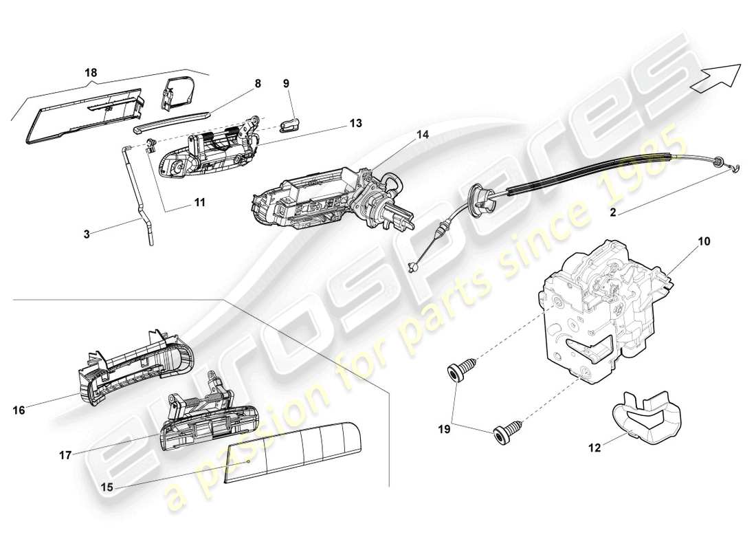 lamborghini blancpain sts (2012) verrou schéma des pièces