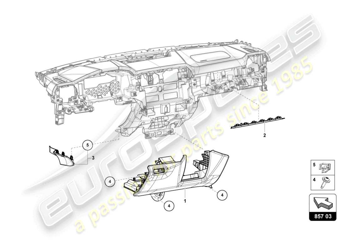 lamborghini urus performante (2024) schéma des pièces du tableau de bord