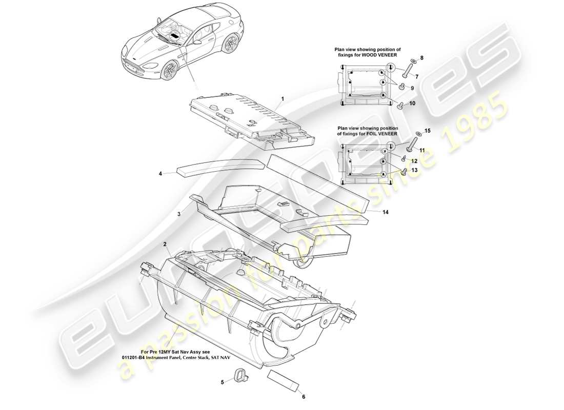 aston martin v8 vantage (2007) affichage de navigation, diagramme de pièce 12my