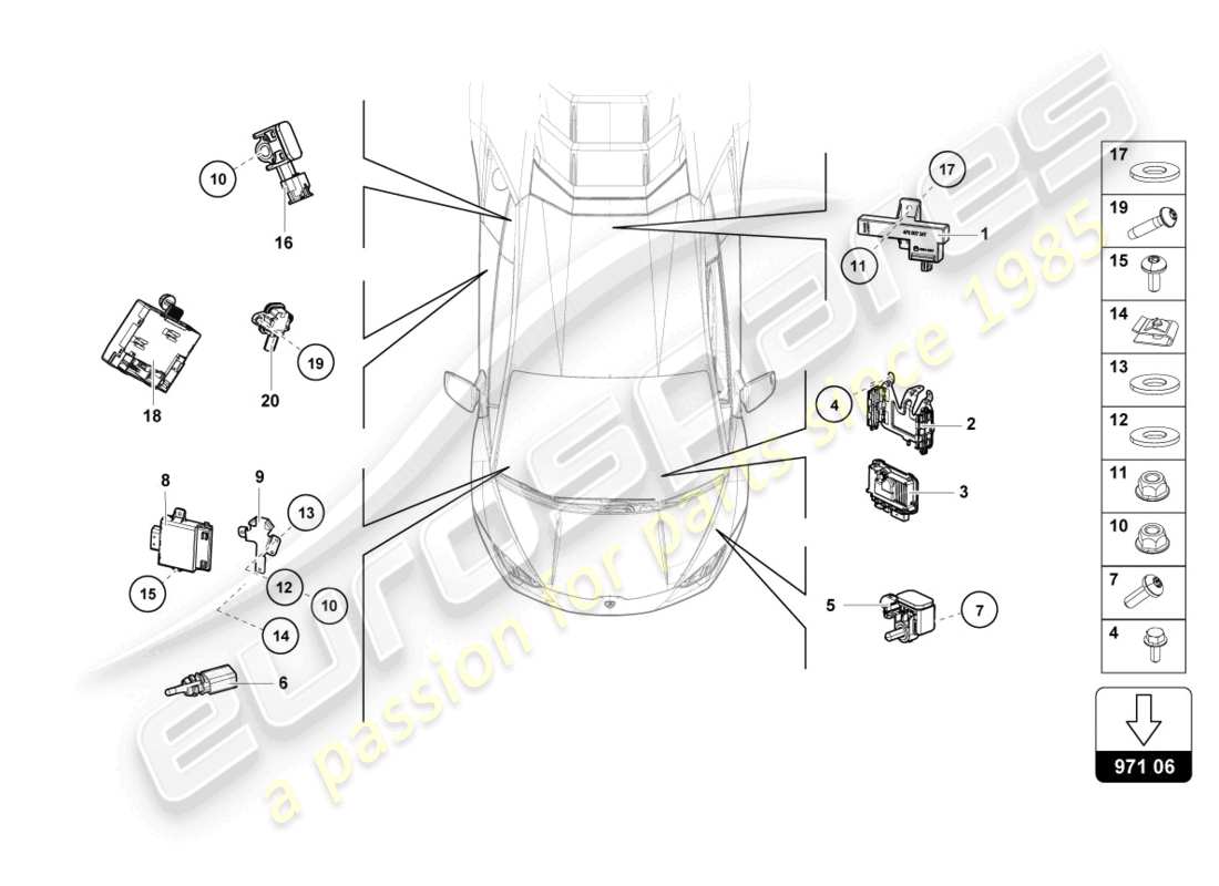 lamborghini evo spyder (2022) unité de contrôle schéma des pièces
