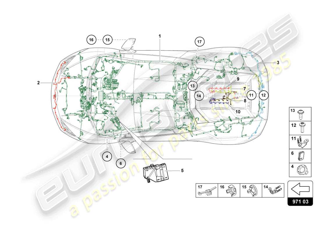 lamborghini evo spyder (2022) centre de câblage schéma des pièces