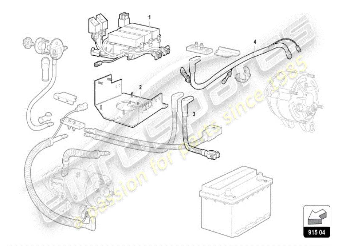 lamborghini diablo vt (1996) diagramme des pièces de la batterie