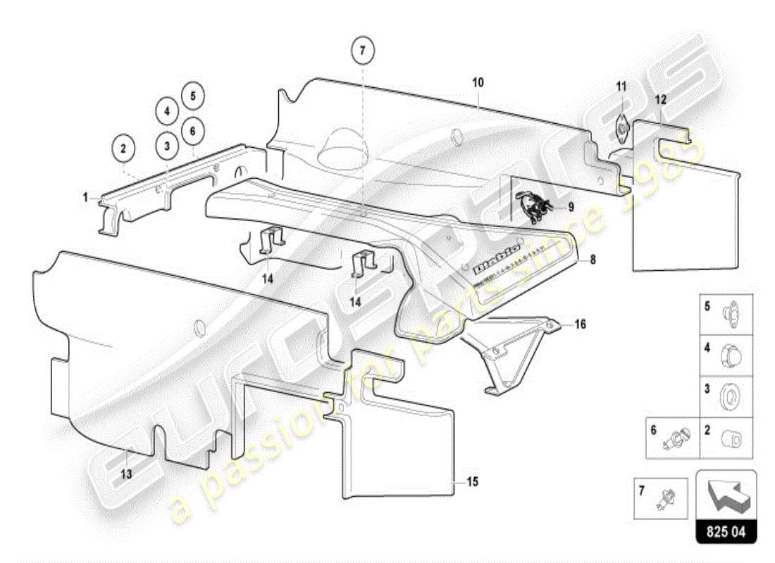lamborghini diablo vt (1998) panneau de garniture pour moteur diagramme des pièces