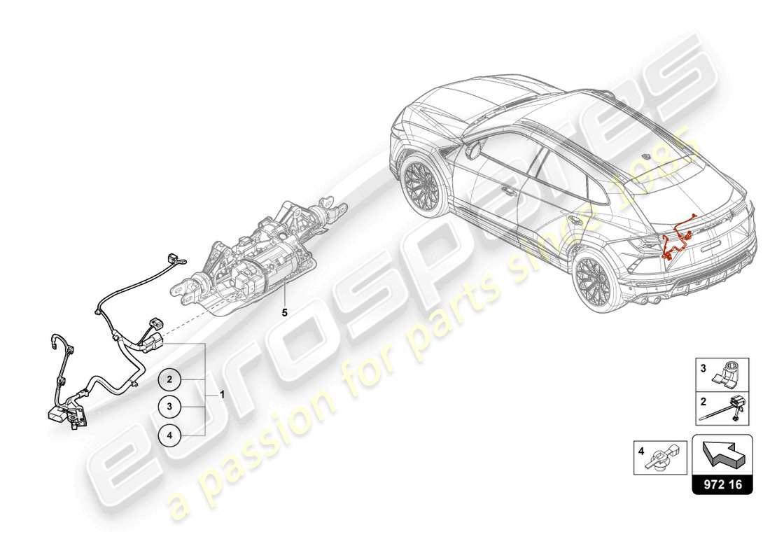 lamborghini urus s (2023) schéma des pièces du métier à tisser de câble d'adaptateur