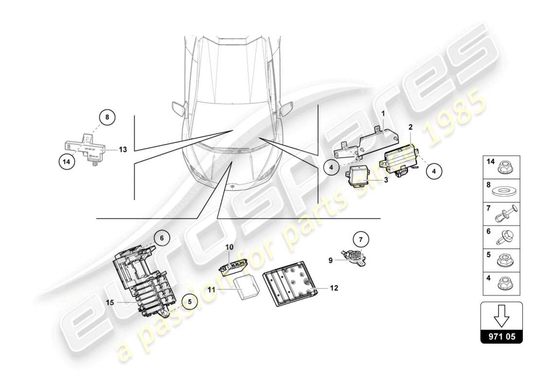 lamborghini evo spyder (2021) unité de contrôle schéma des pièces