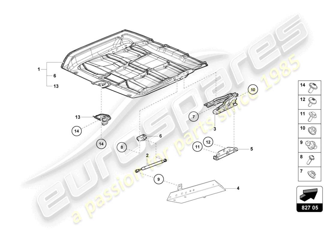 lamborghini evo spyder 2wd (2022) schéma des pièces du couvercle arrière