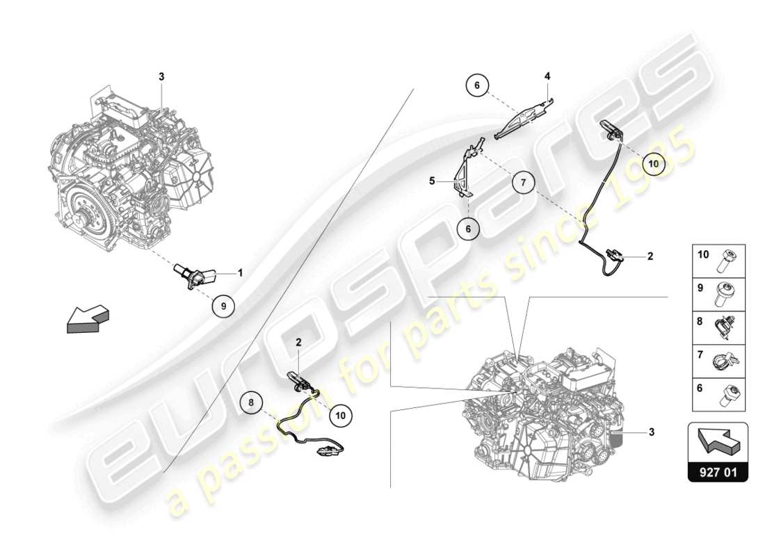 lamborghini 2023 (evo coupe 2wd) transmetteur de vitesse avec transmetteur de température schéma des pièces