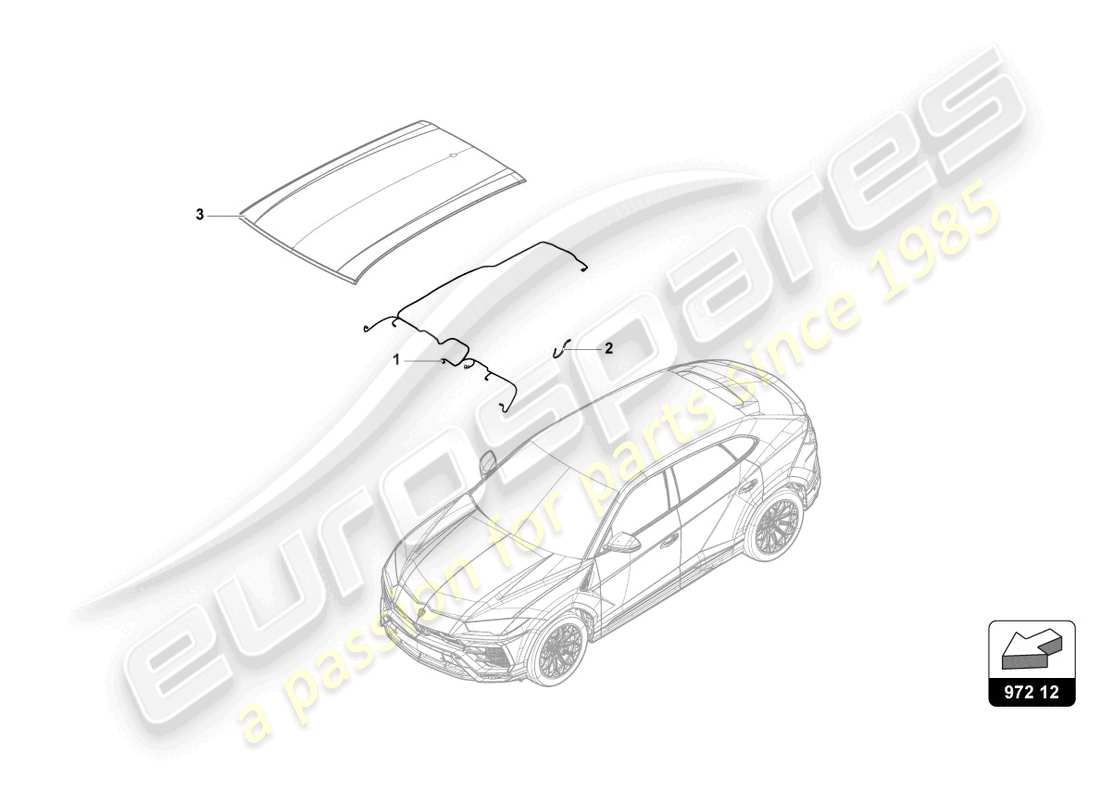lamborghini urus s (2023) faisceau de câblage du toit schéma des pièces