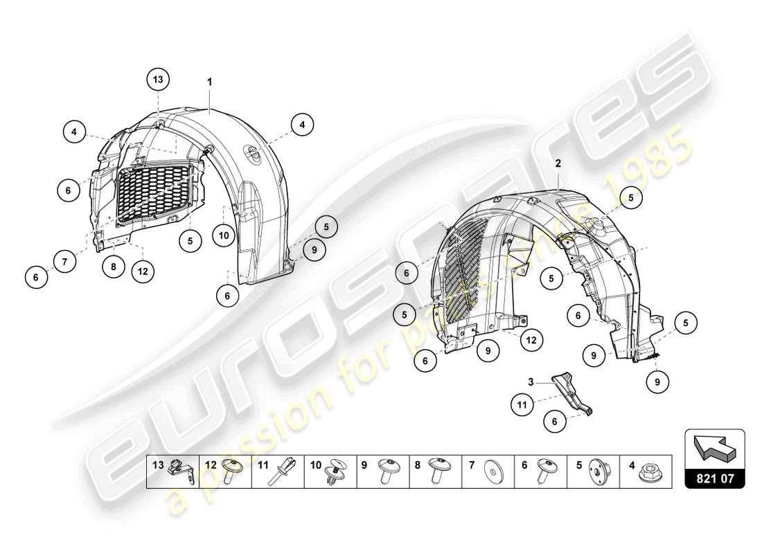 lamborghini tecnica (2023) garniture de logement de roue schéma des pièces