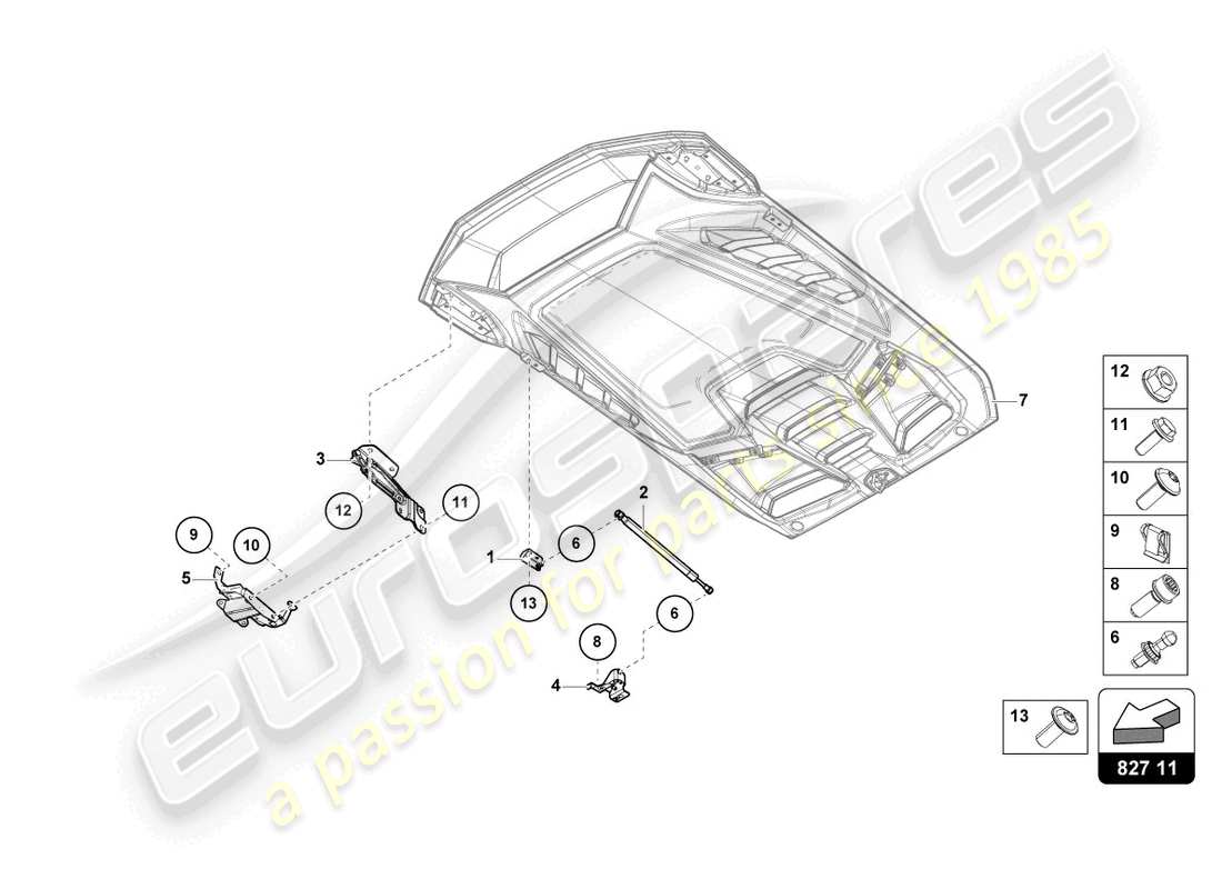 lamborghini 2023 (tecnica) couvercle moteur avec insp. couverture diagramme de pièce